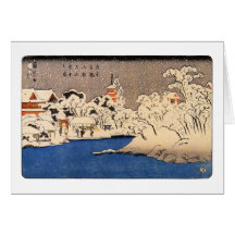 雪の浅草, 国芳 Snowy Asakusa, Kuniyoshi, Ukiyo-e Grußkarten