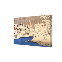 雪の浅草, 国芳 Snowy Asakusa, Kuniyoshi, Ukiyo-e Gespannter Galeriedruck