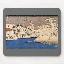 雪の浅草, 国芳 Snowy Asakusa, Kuniyoshi, Ukiyo-e Mauspad