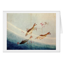 鮎, 北斎 Sweetfish, Hokusai, Kunst Karte