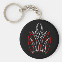 0001 Pinstripe Rojo & Blanco Llavero Personalizado
