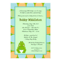 12x18 Baby-Grün-Zoo-Frosch-Baby-Duschen-Einladung