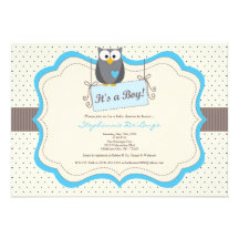 12x18 blaue Schrei-Eulen-Waldbaby-Duschen-Einladun