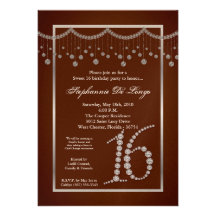 12x18 Brown-Diamant-Bonbon 16 Geburtstags-Einladun