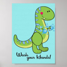12x18 Dinosaurier-Wäsche Ihre Handbadezimmer-Wand- Posterdruck