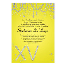 12x18 gelbe Diamant Quinceanera Geburtstags-Einlad
