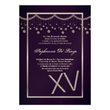 12x18 lila Diamant Quinceanera Geburtstags-Einladu