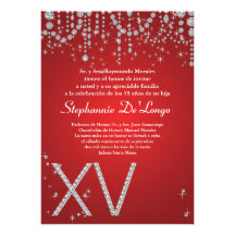 12x18 rote Diamant Quinceanera Geburtstags-Einladu