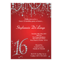 12x18 roter Diamant-Bonbon 16 Geburtstags-Einladun