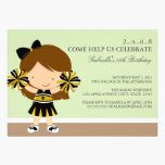 12x18 Schwarzes/Goldcheerleader-Geburtstags-Party  einladungen