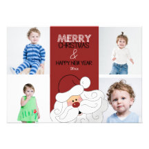 12x18 Weihnachtsmanns 4-Foto Weihnachtskarte Individuelle Ankündigungskarte