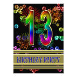 13. Geburtstags-Party Einladung mit Blasen