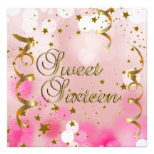 16. Geburtstag 16 Geburtstags-Party-Rosa-Goldstern Personalisierte Einladungskarten