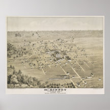 1876 McKinney, das Augen-Ansicht-panoramische Kart Posterdrucke