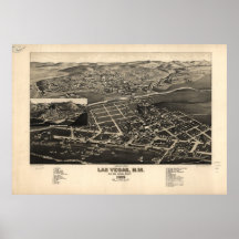 1882 Las Vegas, Nanometer-Vogel-Augen-Ansicht-pano Plakate