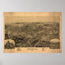 1892 Dunmore, PA-Vogel-Augen-Ansicht-panoramische  Plakate
