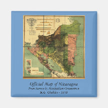 1898 offizielle Karte Nicaragua Kühlschrankmagnete