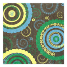 194__retro-circles-paper-pattern GELBES BROWN BLAU Fotodruck