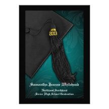 2013 aquamariner und schwarzer Quasten-Charme-Absc Individuelle Einladungskarte