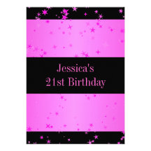 21. Geburtstags-Party-Süßigkeits-Rosa hat Schwarze Individuelle Einladungen