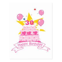 30 Jährig-Geburtstags-Kuchen Postkarte