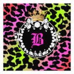 311 Diamant-Medaillon-Leopard-Neon-Kirsche Einladungskarte