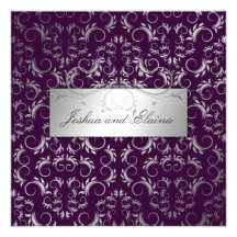 311 silbern erahnen Sie | Aubergine Personalisierte Einladungskarte
