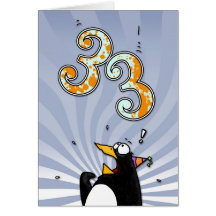 33. Geburtstag - Pinguin-Überraschungs-Karte
