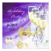 35. Geburtstags-Party-elegantes lila Gold Individuelle Ankündigungen
