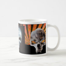 3 Vampirs-Schädel-orange aufgehende Sonne-Kaffeeta