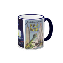 3 verschiedene Vintage Reise-Plakate, NYC Sehenswü Tassen