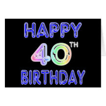 40. Geburtstag mit Ballon-Schriftart Grußkarten