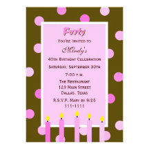 40. Geburtstags-Party Einladung -- Rosa Tupfen