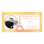 4 x 8 Verlobungs-Foto-Mitteilungs-Paris-Pfirsich Fotokartenvorlagen
