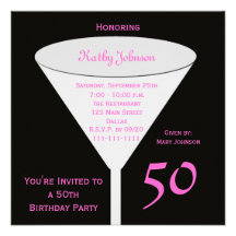 50. Geburtstags-Party Einladung -- 50 im Rosa