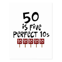50. Geburtstagsgeschenke, 50 ist 5 perfekte 10s! Postkarten