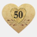 50. Goldenes Jahrestags-Herz Herzaufkleber