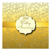 50. Hochzeitstag - golden Ankündigungskarten