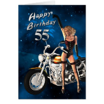 55. Geburtstagskarte mit einem Motorrad