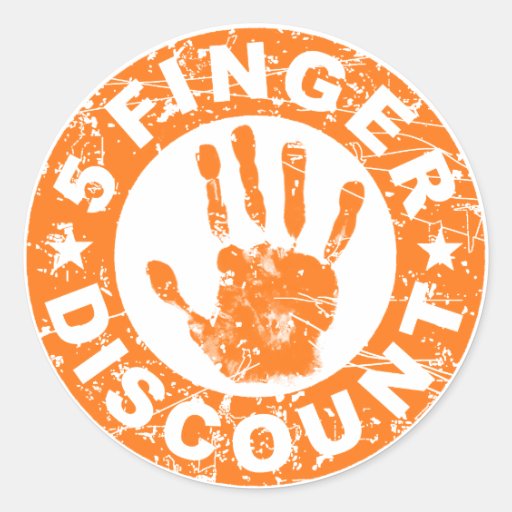 5 Finger-Rabatt-Logo-Orange Aufkleber