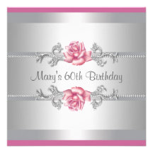 60. der Geburtstags-Party der rosa Rosen-Frau Personalisierte Ankündigungskarte