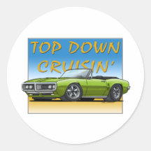 68Firebird_green_convt Runde Aufkleber