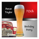 70. der Geburtstags-Party-rotes Retro rotes Auto-B Individuelle Einladungen