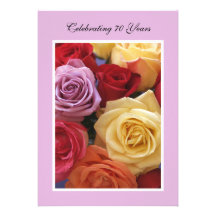 70. Geburtstags-Party Einladung -- Schöne Rosen