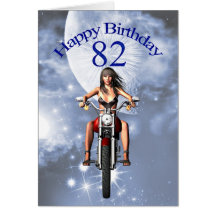 82. Geburtstag mit einem Radfahrermädchen Karte