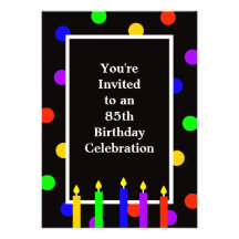 85th Geburtstags-Party Einladung -- Bunte Kerzen