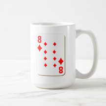 8 of Diamonds Playing Card Mugs
