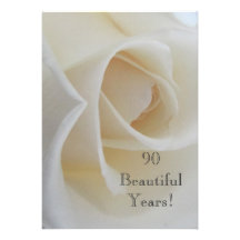 90 BeautifulYears Geburtstags-Feier/weiße Rose Einladungen