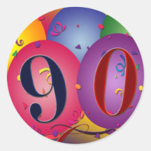 90. Geburtstagsballonaufkleber