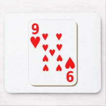 9 of Hearts Playing Card Mousepads